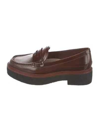 Pre-owned Loeffler Randall Patent Leather Loafers In Brown