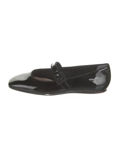 Pre-owned Loeffler Randall Patent Leather Mary Jane Flats In Black