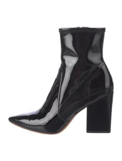 Pre-owned Loeffler Randall Patent Leather Sock Boots In Black