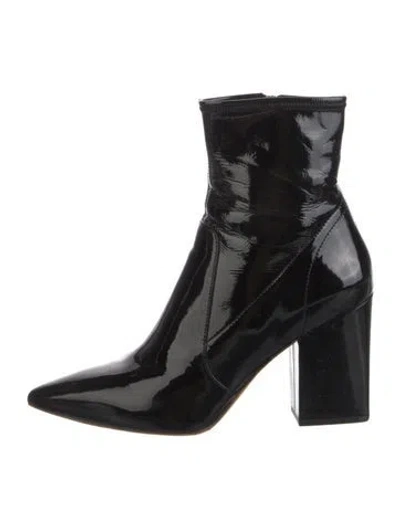 Pre-owned Loeffler Randall Patent Leather Sock Boots In Black