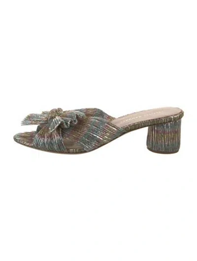 Pre-owned Loeffler Randall Patterned Bow Accents Mules In Blue