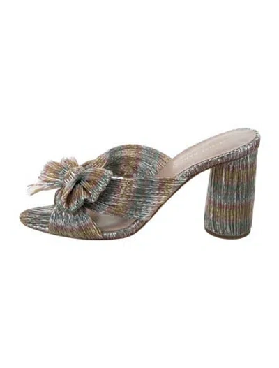 Pre-owned Loeffler Randall Patterned Bow Accents Sandals In Blue