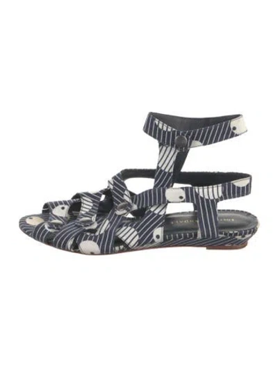 Pre-owned Loeffler Randall Patterned Gladiator Sandals In Blue