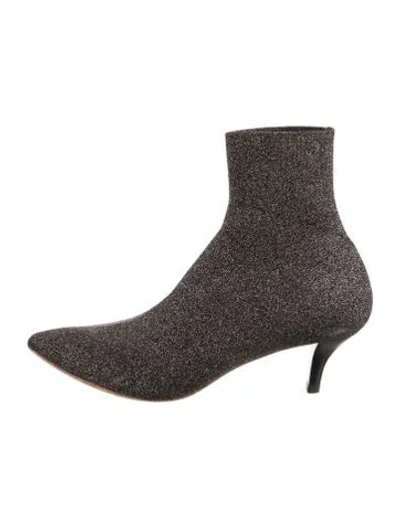 Pre-owned Loeffler Randall Patterned Glitter Accents Boots In Black/gold