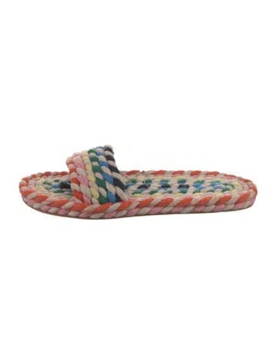 Pre-owned Loeffler Randall Patterned Slides In Red