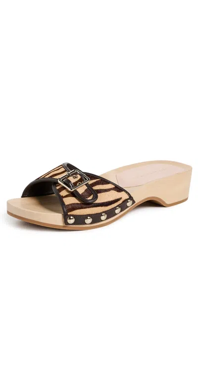 Loeffler Randall Paulie Studded Flat Sandals Zebra In Animal Print