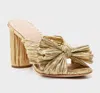 Loeffler Randall Penny Pleated Metallic Slide Sandals In Gold