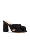 Loeffler Randall Penny Bow-embellished Plissé-lamé Mules In Black