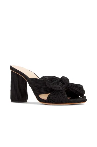 LOEFFLER RANDALL PENNY SANDALS WOMEN'S BLACK KNOTTED BOW PLEATED HEEL JOBB1907
