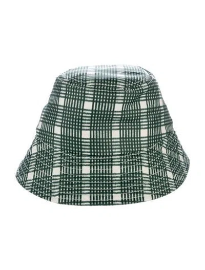 Pre-owned Loeffler Randall Plaid Patterned Bucket Hat In Green