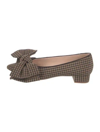 Pre-owned Loeffler Randall Plaid Print Ballet Flats In Brown