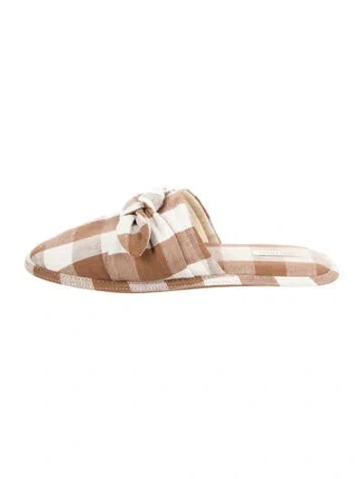 Pre-owned Loeffler Randall Plaid Print Bow Accents Mules In Neutral