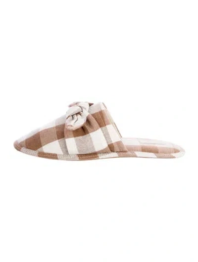 Pre-owned Loeffler Randall Plaid Print Bow Accents Mules In Neutral