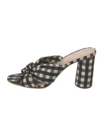 Pre-owned Loeffler Randall Plaid Print Bow Accents Sandals In Black