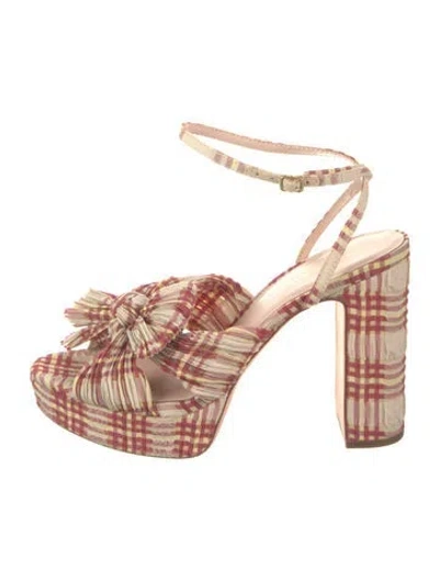 Pre-owned Loeffler Randall Plaid Print Bow Accents Sandals In Neutral