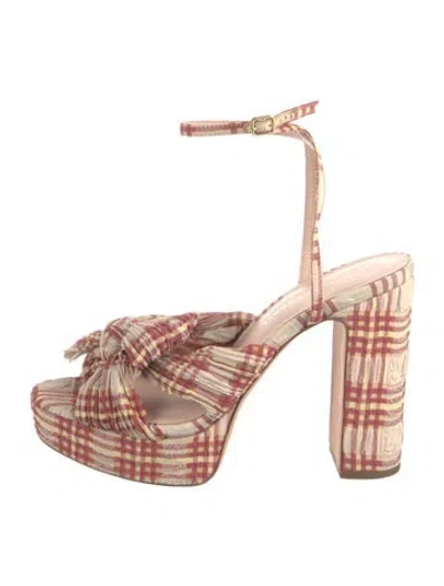 Pre-owned Loeffler Randall Plaid Print Bow Accents Sandals In Neutral