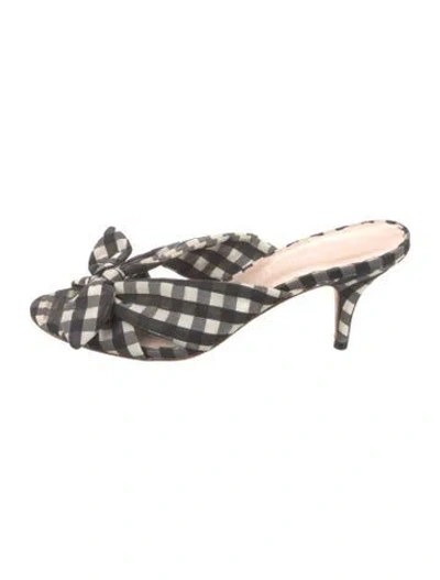Pre-owned Loeffler Randall Plaid Print Bow Accents Slides In Multi