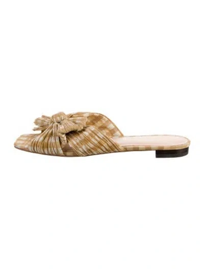 Pre-owned Loeffler Randall Plaid Print Bow Accents Slides In Neutral
