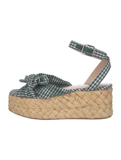 Pre-owned Loeffler Randall Plaid Print D'orsay Pumps In Green