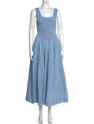 Pre-owned Loeffler Randall Plaid Print Long Dress In Blue