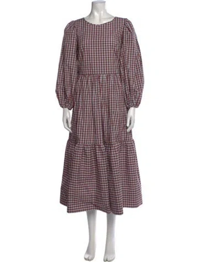 Pre-owned Loeffler Randall Plaid Print Long Dress In Red
