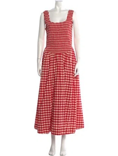 Pre-owned Loeffler Randall Plaid Print Long Dress In Red