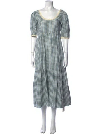 Pre-owned Loeffler Randall Plaid Print Midi Length Dress In Blue