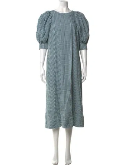 Pre-owned Loeffler Randall Plaid Print Midi Length Dress In Blue