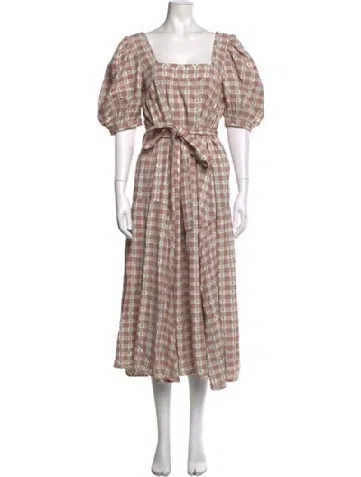 Pre-owned Loeffler Randall Plaid Print Midi Length Dress In Multicolor