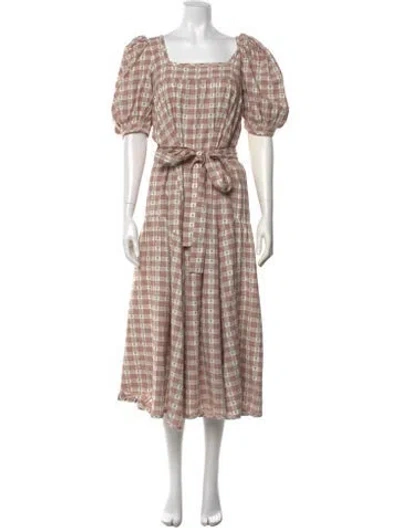 Pre-owned Loeffler Randall Plaid Print Midi Length Dress In Neutrals