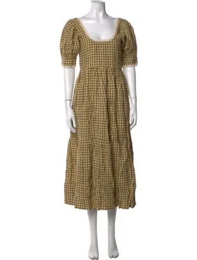 Pre-owned Loeffler Randall Plaid Print Midi Length Dress In Neutrals