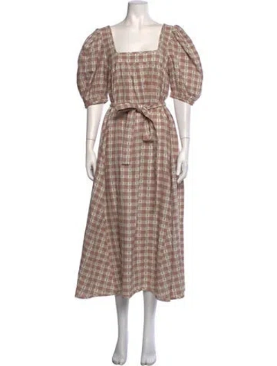 Pre-owned Loeffler Randall Plaid Print Midi Length Dress In Neutrals