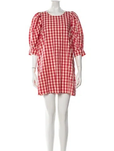Pre-owned Loeffler Randall Plaid Print Midi Length Dress In Red