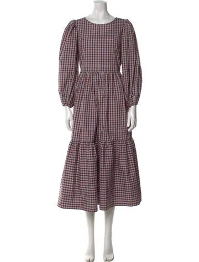 Pre-owned Loeffler Randall Plaid Print Midi Length Dress In Red