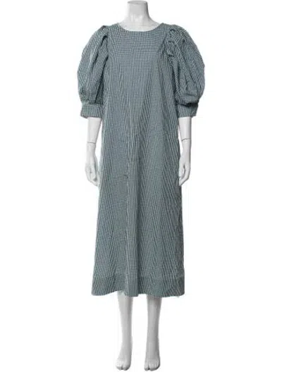 Pre-owned Loeffler Randall Plaid Print Midi Length Dress W/ Tags In Blue
