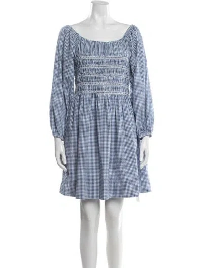 Pre-owned Loeffler Randall Plaid Print Mini Dress In Blue