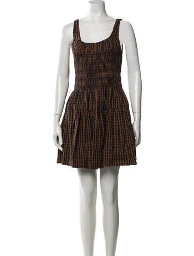 Pre-owned Loeffler Randall Plaid Print Mini Dress In Multicolor