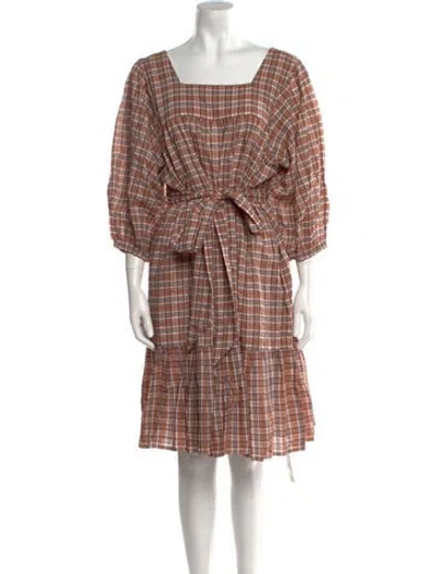 Pre-owned Loeffler Randall Plaid Print Mini Dress In Neutral