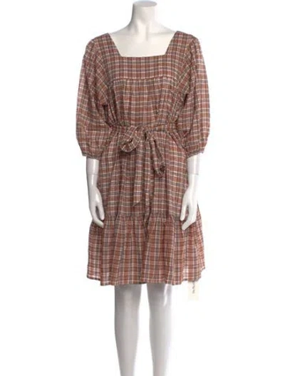 Pre-owned Loeffler Randall Plaid Print Mini Dress In Neutral