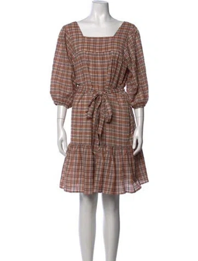 Pre-owned Loeffler Randall Plaid Print Mini Dress In Neutrals