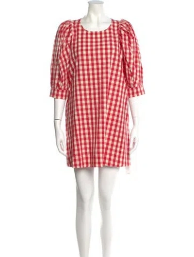 Pre-owned Loeffler Randall Plaid Print Mini Dress In Red