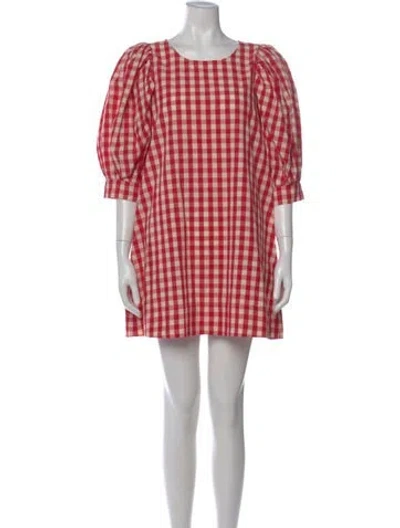 Pre-owned Loeffler Randall Plaid Print Mini Dress In Red
