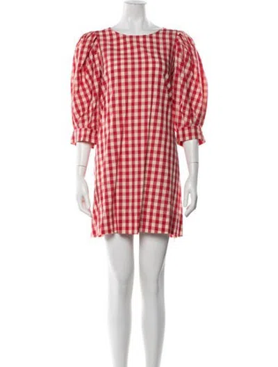 Pre-owned Loeffler Randall Plaid Print Mini Dress In Red