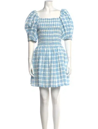 Pre-owned Loeffler Randall Plaid Print Mini Dress In White