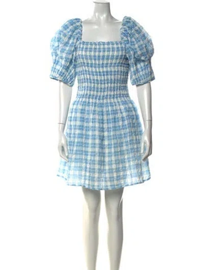 Pre-owned Loeffler Randall Plaid Print Mini Dress In White