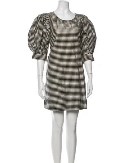 Pre-owned Loeffler Randall Plaid Print Mini Dress In White