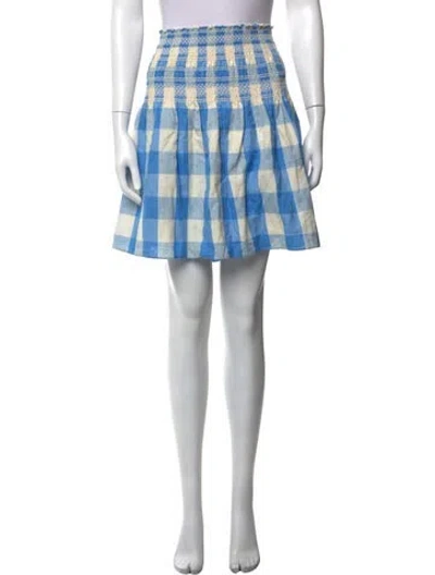Pre-owned Loeffler Randall Plaid Print Mini Skirt In Blue