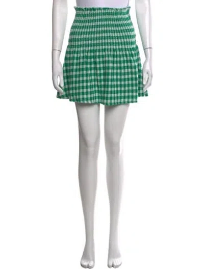 Pre-owned Loeffler Randall Plaid Print Mini Skirt In Green
