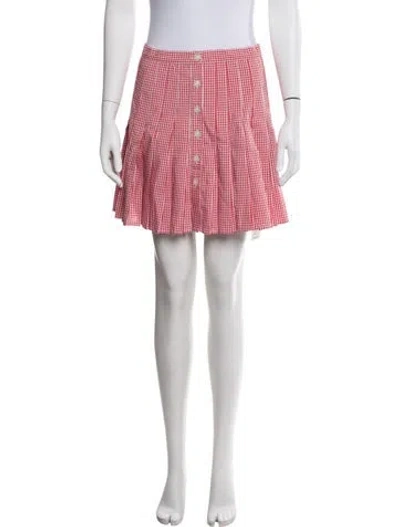 Pre-owned Loeffler Randall Plaid Print Mini Skirt In Pink