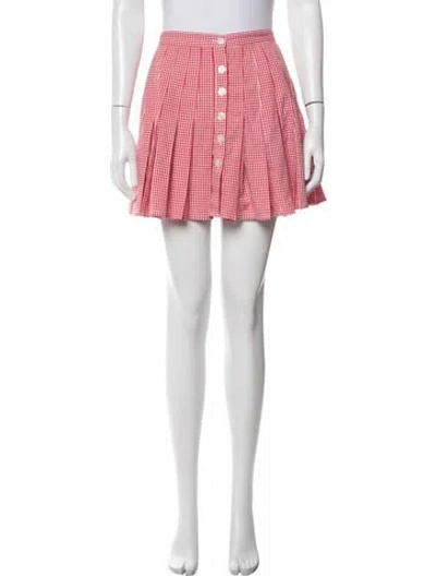 Pre-owned Loeffler Randall Plaid Print Mini Skirt In Pink